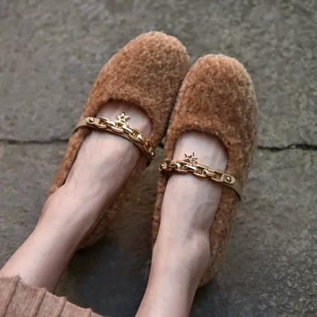 Artmu阿木玛丽珍鞋毛毛鞋女冬外穿平底单鞋软底豆豆鞋2023新款商品大图