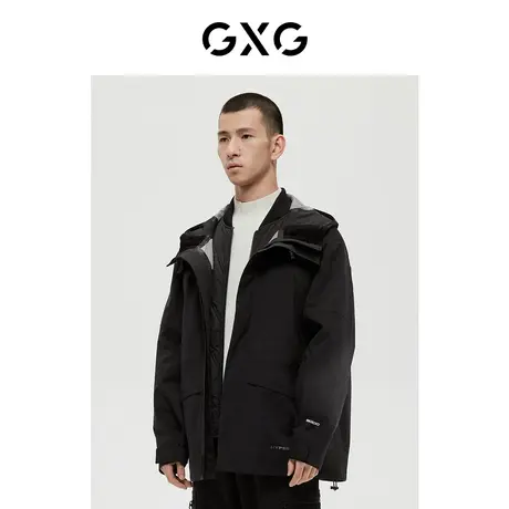 GXG男装 商场同款时尚连帽夹克外套可拆卸夹棉内胆 22年冬季新品商品大图