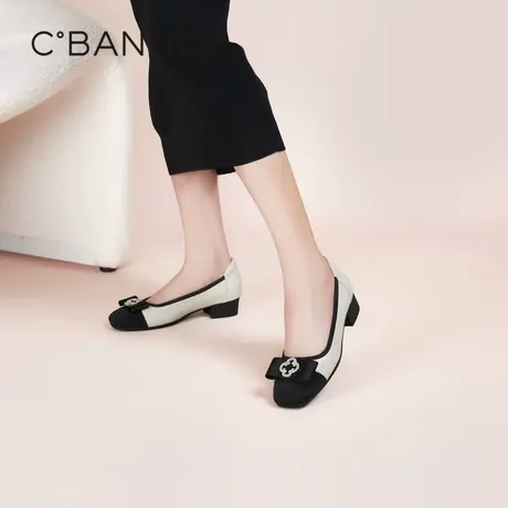 千百度女鞋春季新款时装单鞋休闲百搭鞋晚晚鞋通勤正装气质商品大图