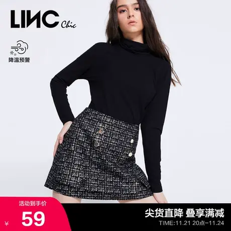 LINCCHIC金羽杰裙子仿麂皮质感a字半身裙百搭短裙女2012305图片