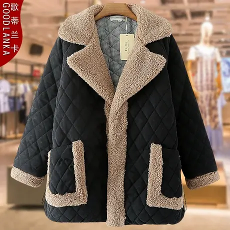 加大码中老年妈妈冬装羊羔绒棉衣女宽松洋气加厚保暖羽绒棉服外套商品大图