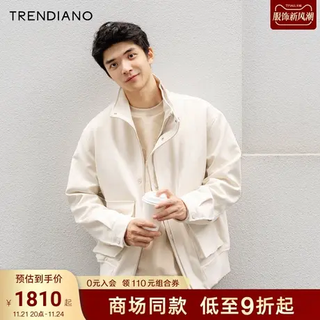 TRENDIANO官方立领工装口袋户外夹棉短外套男潮2023新款冬季图片