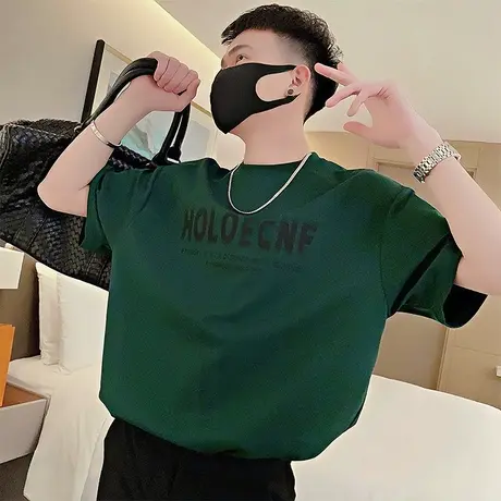 夏季圆领宽松T恤男ins潮牌短袖2023新款时尚半截袖痞帅夏装半袖衫商品大图