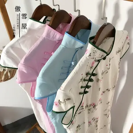 旗袍少女新款复古修身日常旗袍连衣裙女改良中长款棉麻旗袍女夏图片