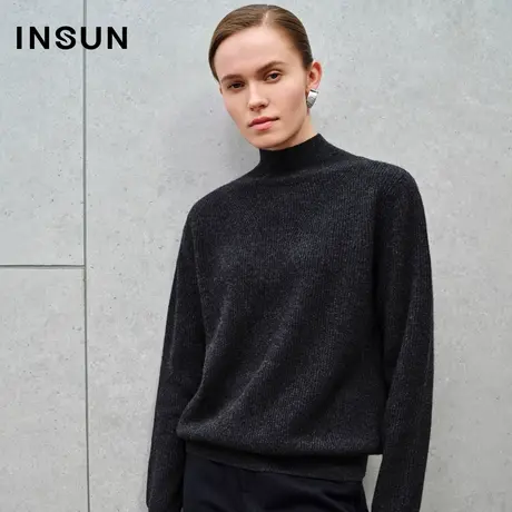 INSUN恩裳专选冬格雷系软糯羊绒羊毛针织衫图片
