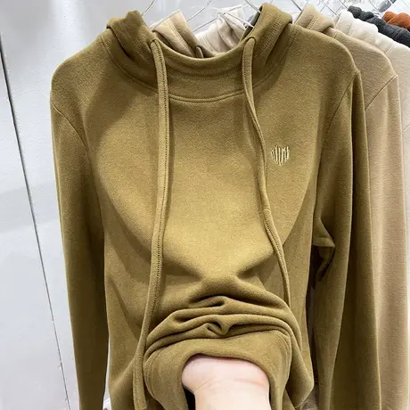 欧货高品质双面德绒卫衣女秋冬新款纯色磨毛打底衫宽松上衣帽衫潮图片