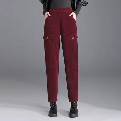 条绒休闲裤高腰哈伦裤松紧腰厚款九分裤韩版显瘦裤子秋冬2023新款商品大图