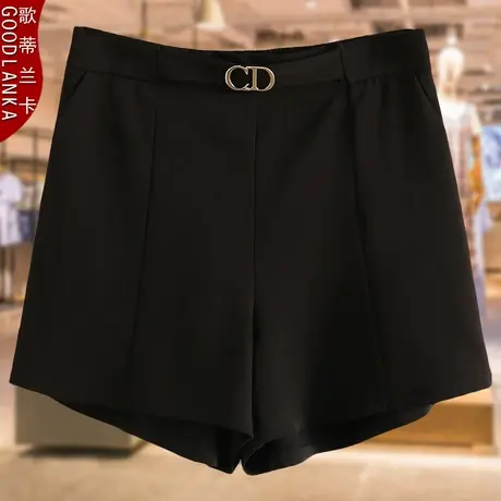 中年胖妈妈短裤西裤夏季洋气时尚加肥加大码女装纯色送松紧腰裤裙商品大图