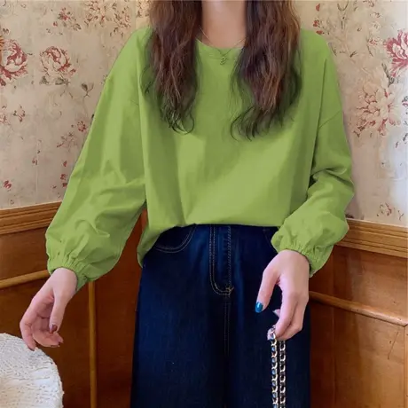 chic宽松长袖t恤女装早秋冬内搭打底衫2024年新款春秋季上衣潮ins商品大图