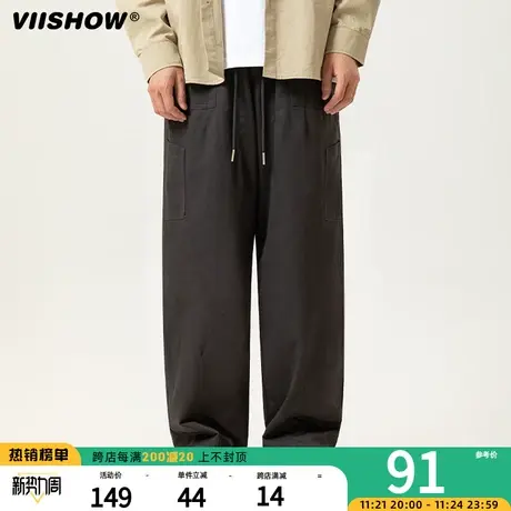 VIISHOW日系直筒工装裤子男秋季高街宽松潮牌阔腿裤休闲长裤男士商品大图