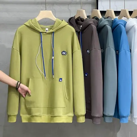 连帽卫衣男潮ins港风宽松套头情侣款秋装上衣服春秋2023新款潮流图片