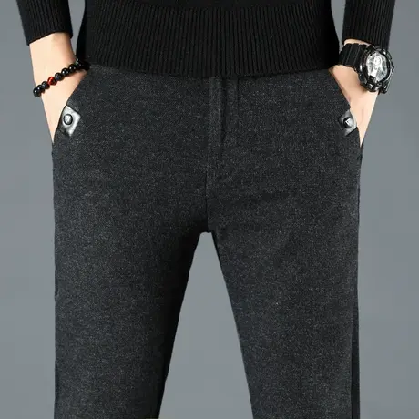 秋冬季加厚款男裤磨毛呢商务西裤子男士休闲长裤直筒宽松春裤潮流商品大图