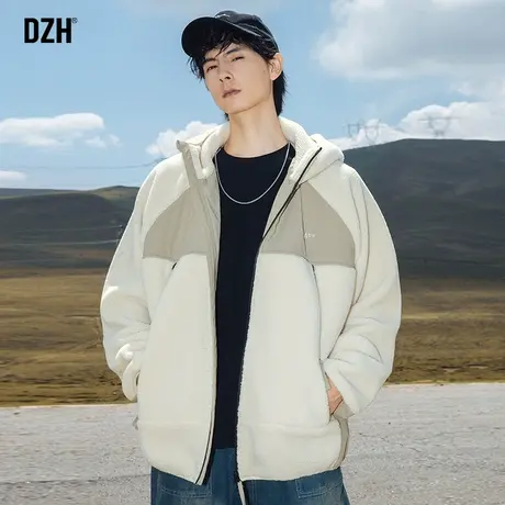 男生摇粒绒棉衣外套男冬季加厚潮高级感男装2024新款连帽棉服宽松商品大图