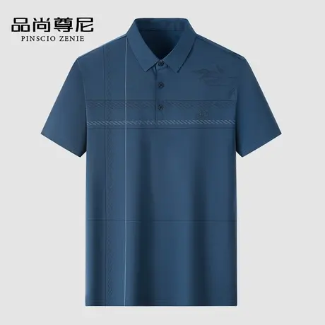 【薄感冰丝】中国风男装爸爸夏季上衣弹力宽松翻领短袖T恤POLO衫商品大图