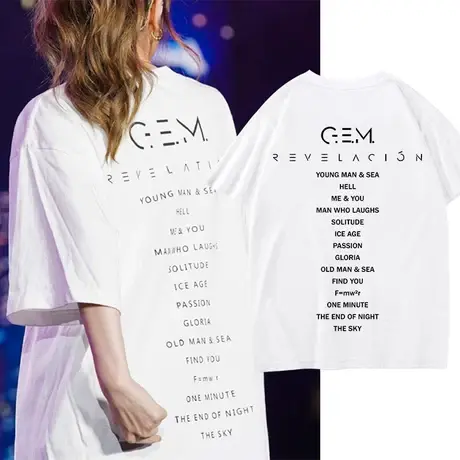 邓紫棋明星同款字母GEM短袖T恤女夏季新款宽松音乐会周边纯棉上衣商品大图