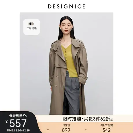 迪赛尼斯风衣女款2023秋季新款高级感显瘦宽松双排扣长款外套女图片