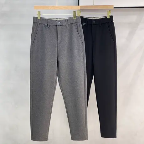 毛呢裤子男直筒中老年爸爸装保暖加厚休闲长裤男士西裤秋冬新款商品大图