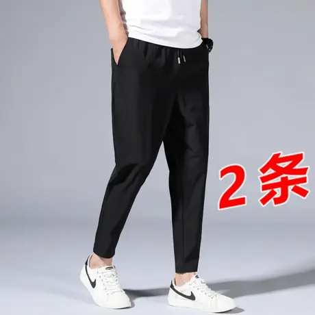 八分裤男夏季超薄裤子韩版潮流九分裤直筒宽松冰丝弹力哈伦运动裤商品大图