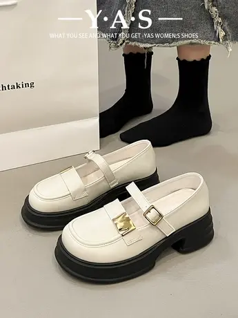 2024新款春秋日系jk百搭乐福鞋小皮鞋女松糕厚底英伦风玛丽珍女鞋图片