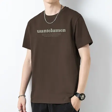 260g重磅纯棉短袖t恤男潮牌印花圆领上衣服夏季美式宽松全棉半袖商品大图