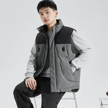 唐狮2023秋冬季新款棉衣背心男士拼接撞色保暖加厚外套潮上衣1.29商品大图