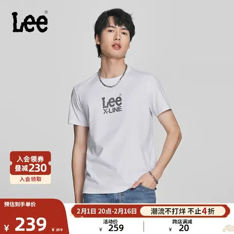 Lee24早春新品标准版圆领凉感泡泡发字母印花轻薄男短袖T恤休闲图片