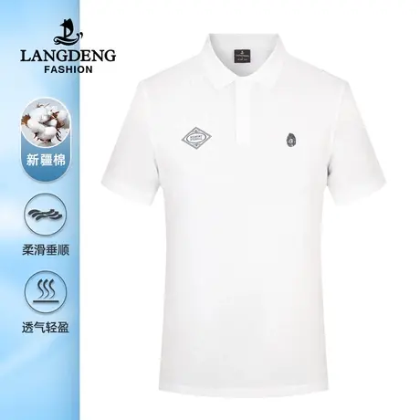 浪登2023夏季男士商务休闲短袖T恤时尚印花亲肤纯棉polo衫男透气商品大图