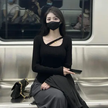 打底小衫毛衣女内搭小众设计感纯欲风辣妹短款紧身显瘦针织上衣商品大图