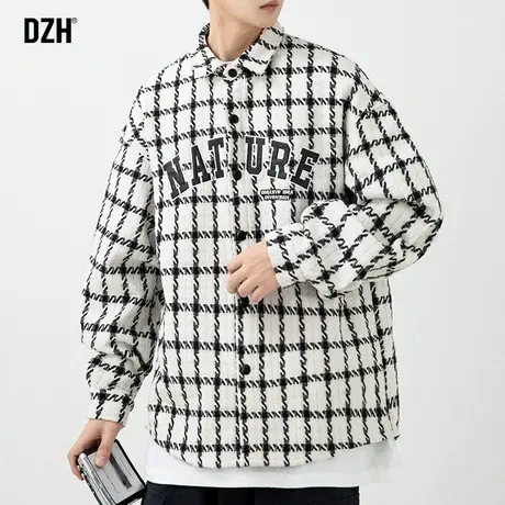 男士格子衬衫男长袖百搭磨毛外套潮牌潮流男装2024新款情侣衬衣服商品大图