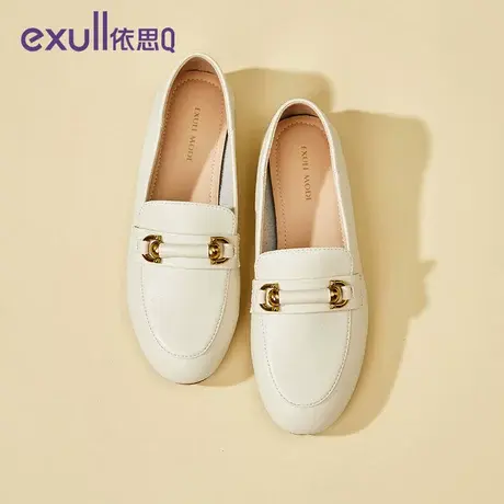 依思q豆豆鞋女2024新款秋天软皮软底舒适平底鞋女秋款乐福鞋单鞋商品大图