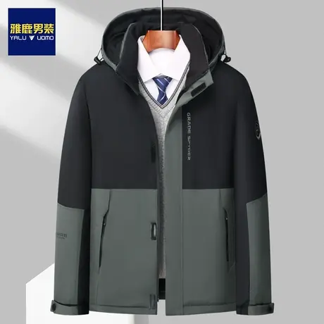 雅鹿男装冬季加厚拼色棉衣男士外套潮流保暖2023新款棉服帅气棉袄商品大图