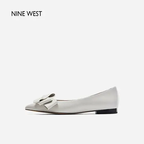 Nine West/玖熙折纸蝴蝶结2023秋新款尖头气质通勤单鞋平跟多巴胺商品大图