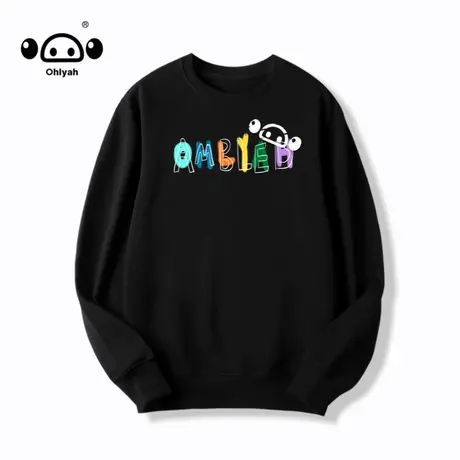 潮牌简约ins印花卫衣女圆领百搭外套团队公司聚会定制logo班服商品大图