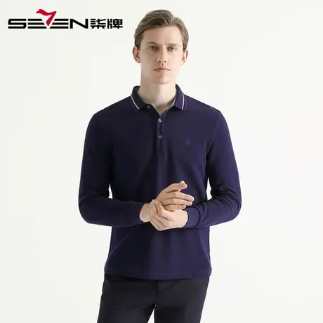 柒牌男装POLO衫男清仓长袖翻领T恤纯棉商务休闲中青年打底衫商品大图