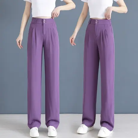 黑色窄版阔腿裤女2023新款春秋百搭宽松高腰垂感直筒休闲拖地裤子图片