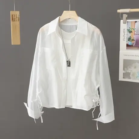 夏季薄款轻薄防晒衫短款外套女透气外搭衬衫2023开衫衬衣短防晒衣图片