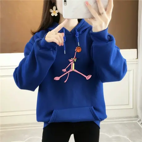 连帽卫衣女加绒加厚外套春秋设计感小众宽松学生百搭中长款上衣潮商品大图