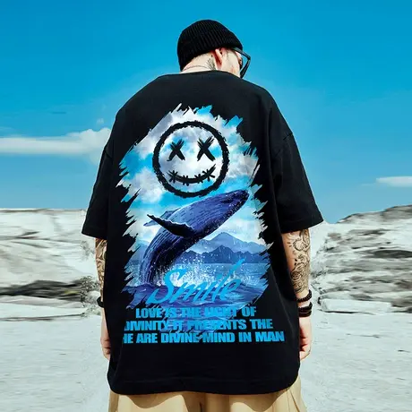 夏季胖子oversize小恶魔国潮短袖T恤男潮ins潮牌潮流情侣大码半袖商品大图