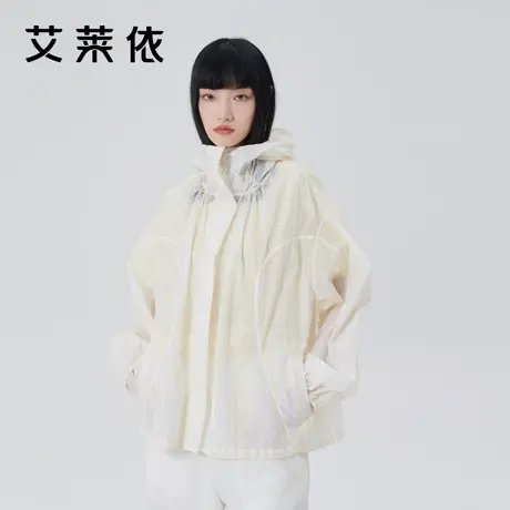 艾莱依商场同款防晒外套女2023新款轻薄时尚设计感印花连帽上衣夏商品大图