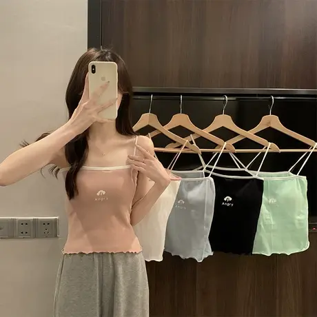 辣妹白色内搭吊带背心女外穿潮春季2023新款修身无袖短款打底上衣商品大图