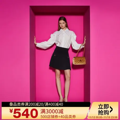 Juicy Couture橘滋2023新款清丽率性尖领折纸裥长袖女衬衫商品大图