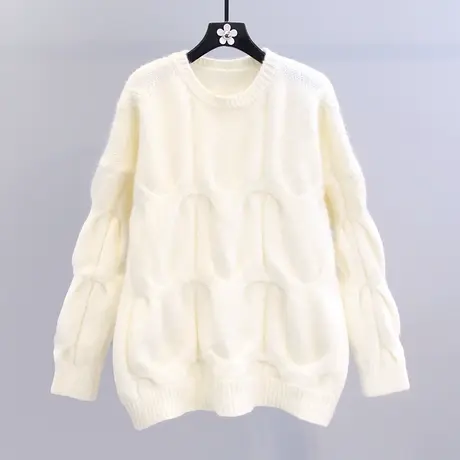 日系软糯麻花毛衣女秋冬2023新款宽松慵懒风中长款加厚打底针织衫图片