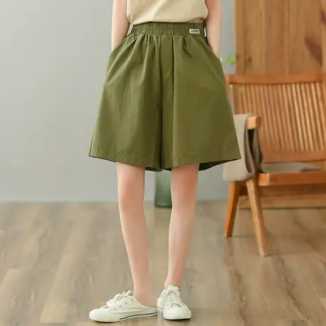 dza 高腰显瘦纯棉休闲裤女2023夏薄五分短裤直筒裤宽松百搭阔腿裤图片