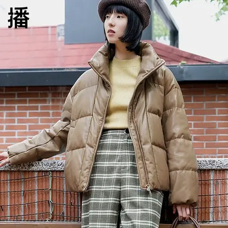 播短款羽绒服2022冬季新款品牌女装立领白鸭绒羽绒外套DDP4RD4938商品大图