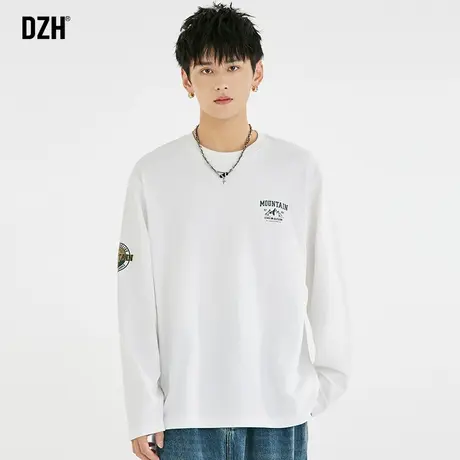 男士长袖T恤男纯棉春秋款圆领卫衣2023新款白色内搭打底衫男上衣商品大图