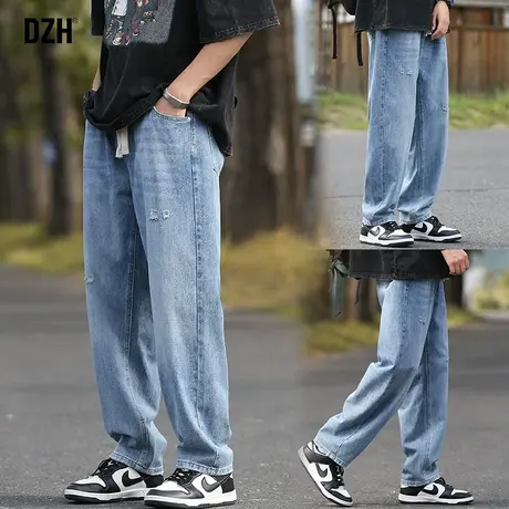 男士牛仔裤男款秋季直筒宽松美式复古潮牌工装阔腿休闲长裤子男裤商品大图
