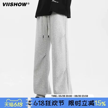 VIISHOW直筒休闲裤男2025年春季新款宽松oversize运动简约阔腿裤商品大图
