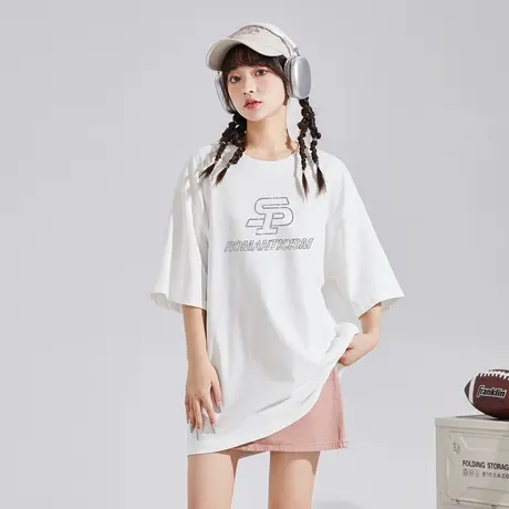 唐狮夏季新款潮酷短袖女美式复古T恤设计感独特上衣超好看商品大图
