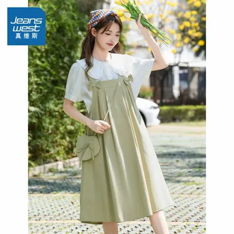 N8真维斯女装 2025夏季新款 日常甜美可爱优雅娃娃领女装套装裙图片