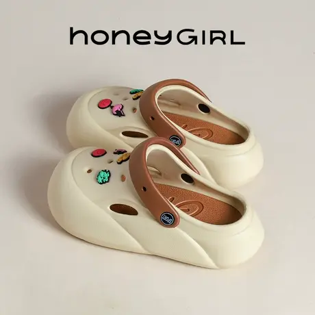honeyGIRL云朵洞洞鞋女款2025新款夏季防滑防臭厚底拖鞋女踩屎感商品大图